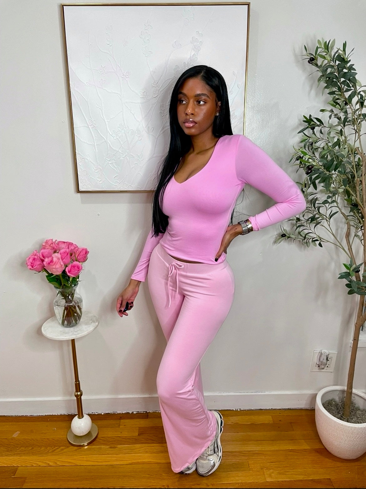 Pretty in Pink V Neck Top