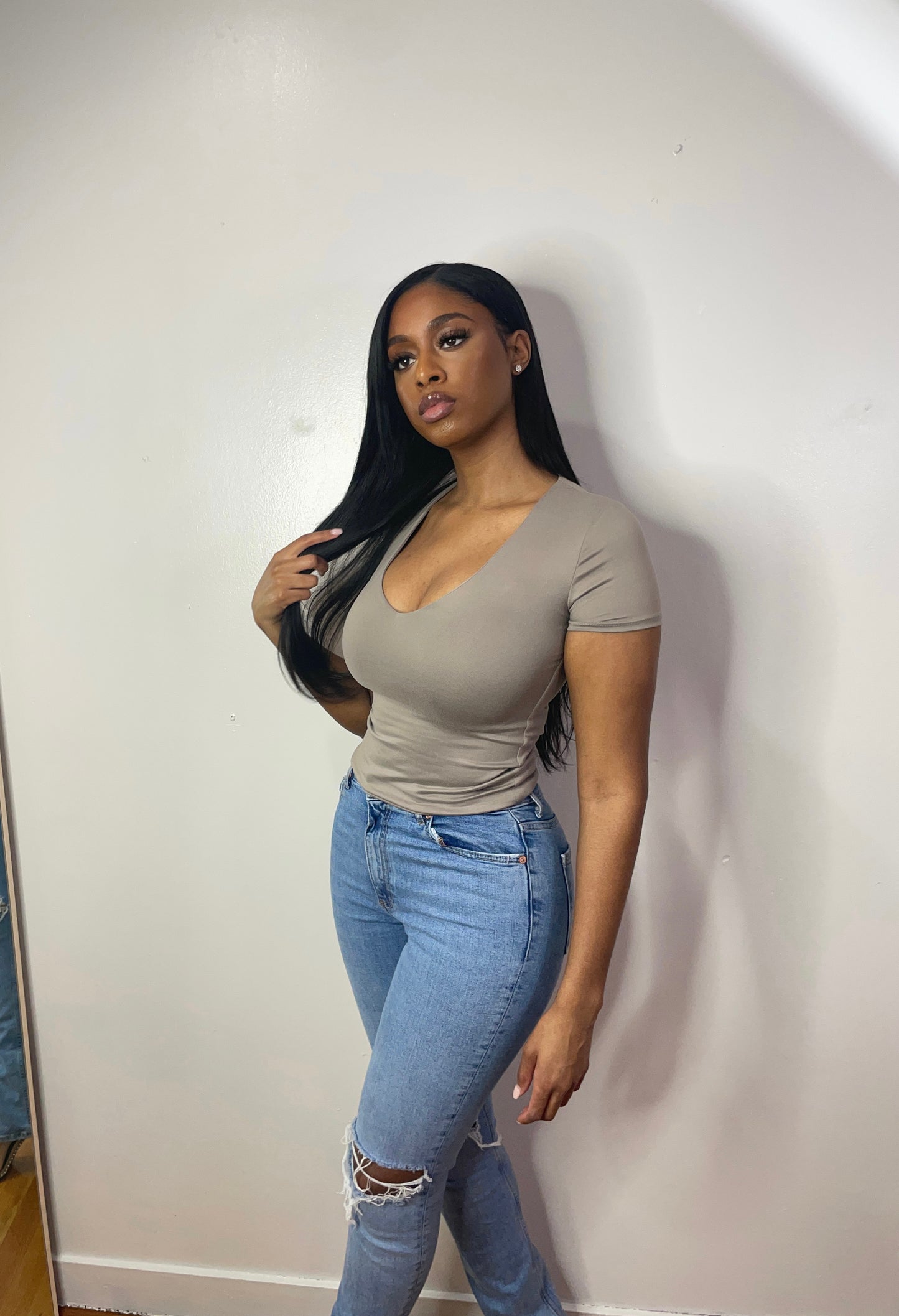V- Neck Second Skin Basic Top